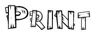The image contains the name Print written in a decorative, stylized font with a hand-drawn appearance. The lines are made up of what appears to be planks of wood, which are nailed together