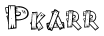 The clipart image shows the name Pkarr stylized to look like it is constructed out of separate wooden planks or boards, with each letter having wood grain and plank-like details.