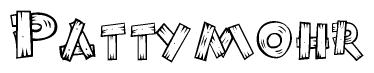 The clipart image shows the name Pattymohr stylized to look like it is constructed out of separate wooden planks or boards, with each letter having wood grain and plank-like details.