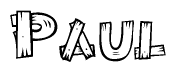 The clipart image shows the name Paul stylized to look as if it has been constructed out of wooden planks or logs. Each letter is designed to resemble pieces of wood.