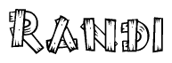 The clipart image shows the name Randi stylized to look like it is constructed out of separate wooden planks or boards, with each letter having wood grain and plank-like details.