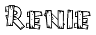 The clipart image shows the name Renie stylized to look like it is constructed out of separate wooden planks or boards, with each letter having wood grain and plank-like details.