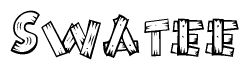 The image contains the name Swatee written in a decorative, stylized font with a hand-drawn appearance. The lines are made up of what appears to be planks of wood, which are nailed together