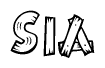 The clipart image shows the name Sia stylized to look as if it has been constructed out of wooden planks or logs. Each letter is designed to resemble pieces of wood.