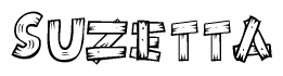 The clipart image shows the name Suzetta stylized to look like it is constructed out of separate wooden planks or boards, with each letter having wood grain and plank-like details.
