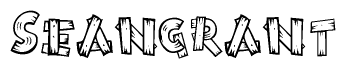 The image contains the name Seangrant written in a decorative, stylized font with a hand-drawn appearance. The lines are made up of what appears to be planks of wood, which are nailed together