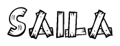 The clipart image shows the name Saila stylized to look like it is constructed out of separate wooden planks or boards, with each letter having wood grain and plank-like details.