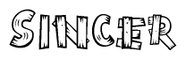 The clipart image shows the name Sincer stylized to look like it is constructed out of separate wooden planks or boards, with each letter having wood grain and plank-like details.