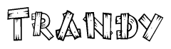The clipart image shows the name Trandy stylized to look as if it has been constructed out of wooden planks or logs. Each letter is designed to resemble pieces of wood.