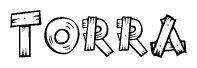 The clipart image shows the name Torra stylized to look like it is constructed out of separate wooden planks or boards, with each letter having wood grain and plank-like details.