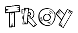 The clipart image shows the name Troy stylized to look as if it has been constructed out of wooden planks or logs. Each letter is designed to resemble pieces of wood.