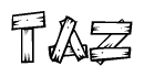 The clipart image shows the name Taz stylized to look like it is constructed out of separate wooden planks or boards, with each letter having wood grain and plank-like details.