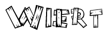 The image contains the name Wiert written in a decorative, stylized font with a hand-drawn appearance. The lines are made up of what appears to be planks of wood, which are nailed together