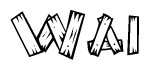 The clipart image shows the name Wai stylized to look as if it has been constructed out of wooden planks or logs. Each letter is designed to resemble pieces of wood.