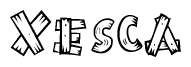 The clipart image shows the name Xesca stylized to look like it is constructed out of separate wooden planks or boards, with each letter having wood grain and plank-like details.