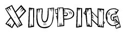 The clipart image shows the name Xiuping stylized to look like it is constructed out of separate wooden planks or boards, with each letter having wood grain and plank-like details.