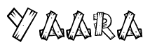 The clipart image shows the name Yaara stylized to look like it is constructed out of separate wooden planks or boards, with each letter having wood grain and plank-like details.