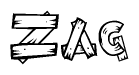 The clipart image shows the name Zag stylized to look like it is constructed out of separate wooden planks or boards, with each letter having wood grain and plank-like details.