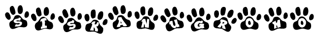 The image shows a series of animal paw prints arranged horizontally. Within each paw print, there's a letter; together they spell Siskanugroho