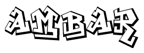 The image is a stylized representation of the letters Ambar designed to mimic the look of graffiti text. The letters are bold and have a three-dimensional appearance, with emphasis on angles and shadowing effects.