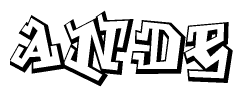 The clipart image depicts the word Ande in a style reminiscent of graffiti. The letters are drawn in a bold, block-like script with sharp angles and a three-dimensional appearance.