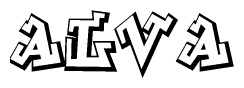 The clipart image features a stylized text in a graffiti font that reads Alva.