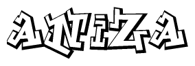 The clipart image depicts the word Aniza in a style reminiscent of graffiti. The letters are drawn in a bold, block-like script with sharp angles and a three-dimensional appearance.