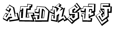 The clipart image features a stylized text in a graffiti font that reads Aldksfj.