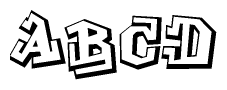 The image is a stylized representation of the letters Abcd designed to mimic the look of graffiti text. The letters are bold and have a three-dimensional appearance, with emphasis on angles and shadowing effects.