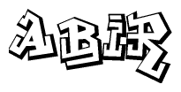 The clipart image depicts the word Abir in a style reminiscent of graffiti. The letters are drawn in a bold, block-like script with sharp angles and a three-dimensional appearance.