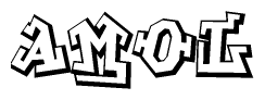 The clipart image depicts the word Amol in a style reminiscent of graffiti. The letters are drawn in a bold, block-like script with sharp angles and a three-dimensional appearance.