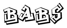 The image is a stylized representation of the letters Babs designed to mimic the look of graffiti text. The letters are bold and have a three-dimensional appearance, with emphasis on angles and shadowing effects.