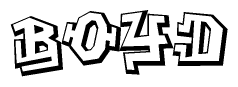 The clipart image depicts the word Boyd in a style reminiscent of graffiti. The letters are drawn in a bold, block-like script with sharp angles and a three-dimensional appearance.