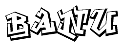 The clipart image depicts the word Banu in a style reminiscent of graffiti. The letters are drawn in a bold, block-like script with sharp angles and a three-dimensional appearance.