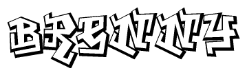 The clipart image depicts the word Brenny in a style reminiscent of graffiti. The letters are drawn in a bold, block-like script with sharp angles and a three-dimensional appearance.