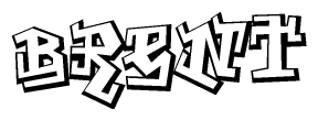 The image is a stylized representation of the letters Brent designed to mimic the look of graffiti text. The letters are bold and have a three-dimensional appearance, with emphasis on angles and shadowing effects.