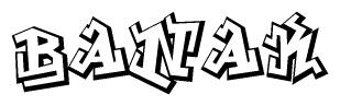 The clipart image features a stylized text in a graffiti font that reads Banak.