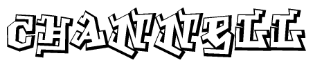 The image is a stylized representation of the letters Channell designed to mimic the look of graffiti text. The letters are bold and have a three-dimensional appearance, with emphasis on angles and shadowing effects.