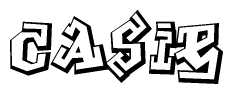 The clipart image depicts the word Casie in a style reminiscent of graffiti. The letters are drawn in a bold, block-like script with sharp angles and a three-dimensional appearance.