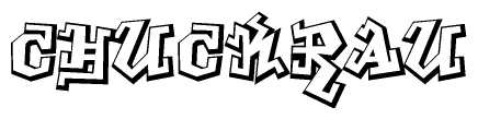 The clipart image depicts the word Chuckrau in a style reminiscent of graffiti. The letters are drawn in a bold, block-like script with sharp angles and a three-dimensional appearance.