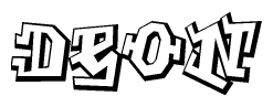 The clipart image features a stylized text in a graffiti font that reads Deon.