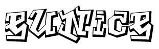 The clipart image depicts the word Eunice in a style reminiscent of graffiti. The letters are drawn in a bold, block-like script with sharp angles and a three-dimensional appearance.