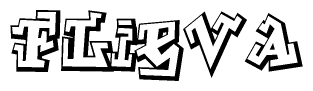 The clipart image depicts the word Flieva in a style reminiscent of graffiti. The letters are drawn in a bold, block-like script with sharp angles and a three-dimensional appearance.