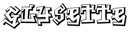 The clipart image depicts the word Glysette in a style reminiscent of graffiti. The letters are drawn in a bold, block-like script with sharp angles and a three-dimensional appearance.