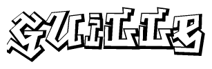 The image is a stylized representation of the letters Guille designed to mimic the look of graffiti text. The letters are bold and have a three-dimensional appearance, with emphasis on angles and shadowing effects.