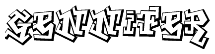 The clipart image depicts the word Gennifer in a style reminiscent of graffiti. The letters are drawn in a bold, block-like script with sharp angles and a three-dimensional appearance.