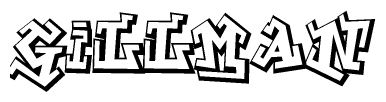 The clipart image depicts the word Gillman in a style reminiscent of graffiti. The letters are drawn in a bold, block-like script with sharp angles and a three-dimensional appearance.