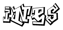 The clipart image depicts the word Ines in a style reminiscent of graffiti. The letters are drawn in a bold, block-like script with sharp angles and a three-dimensional appearance.