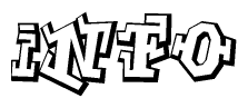 The clipart image depicts the word Info in a style reminiscent of graffiti. The letters are drawn in a bold, block-like script with sharp angles and a three-dimensional appearance.