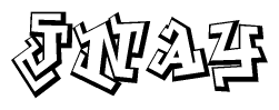 The clipart image depicts the word Jnay in a style reminiscent of graffiti. The letters are drawn in a bold, block-like script with sharp angles and a three-dimensional appearance.